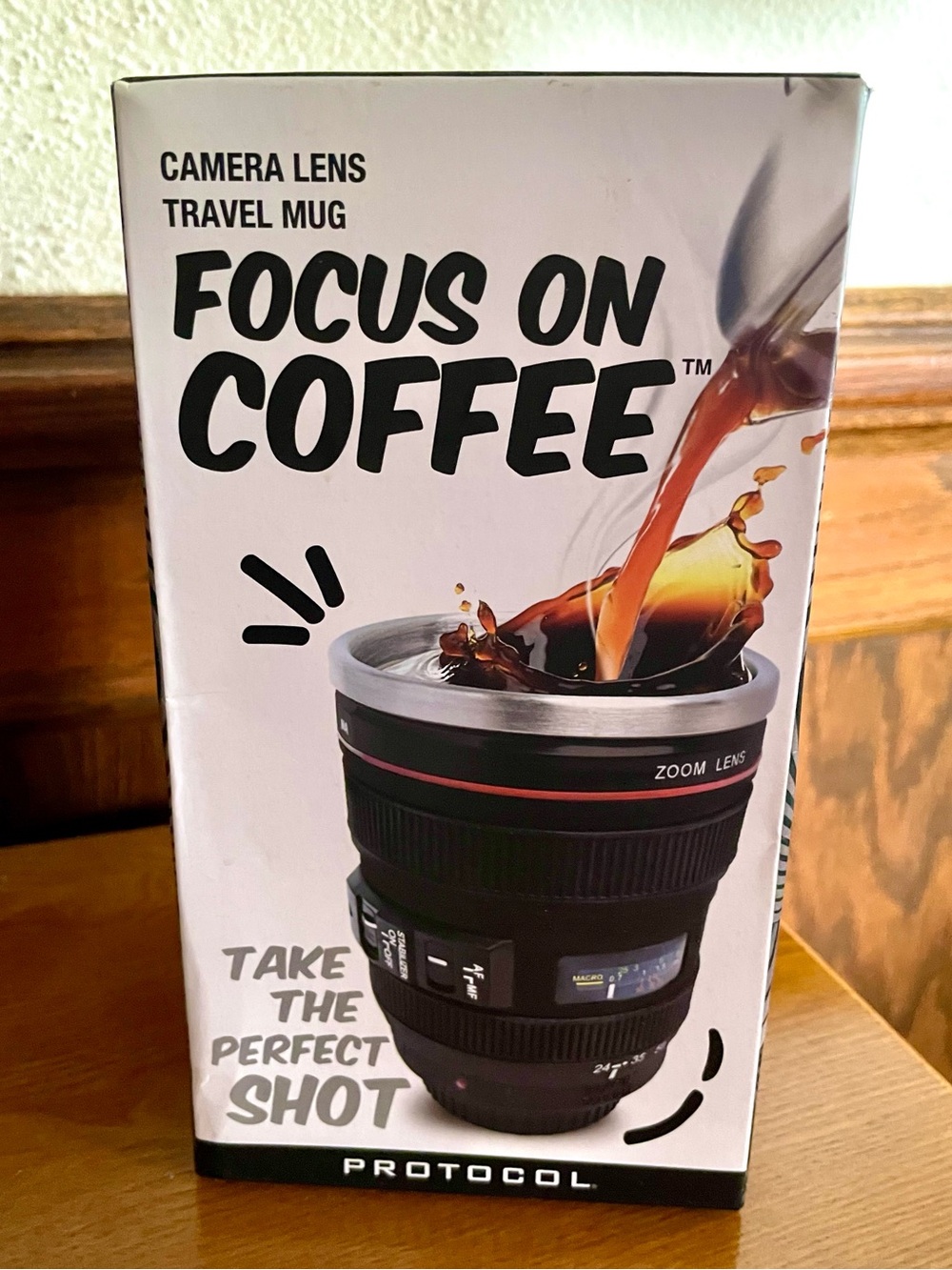 NEW Camera Lens “Focus on Coffee" Fun Travel Mug - NWT